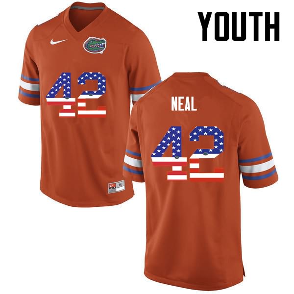 NCAA Florida Gators Keanu Neal Youth #42 USA Flag Fashion Nike Orange Stitched Authentic College Football Jersey DSA2864FG